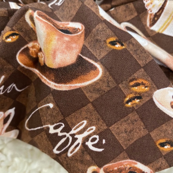 Hair Scrunchie Coffee Print. Multicolor . XL. Vacation, Casual, Travel, Fun - Picture 5 of 6